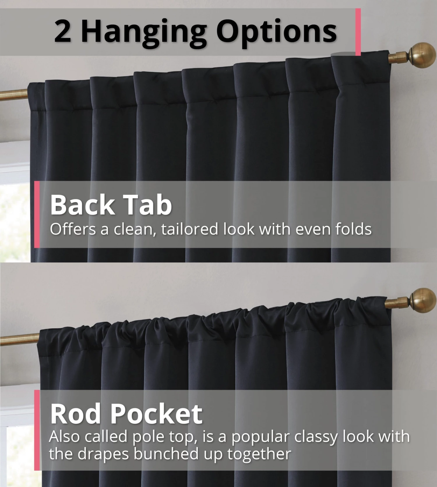 HLC.ME Hamilton 100% Blackout Curtain Panels - Black - Set Of 2 6 HLC.ME Hamilton 100% Blackout Curtain Panels - Black - Set Of 2