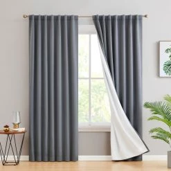 HLC.ME Hamilton 100% Blackout Curtain Panels - Grey - Set Of 2 Blackout Curtains