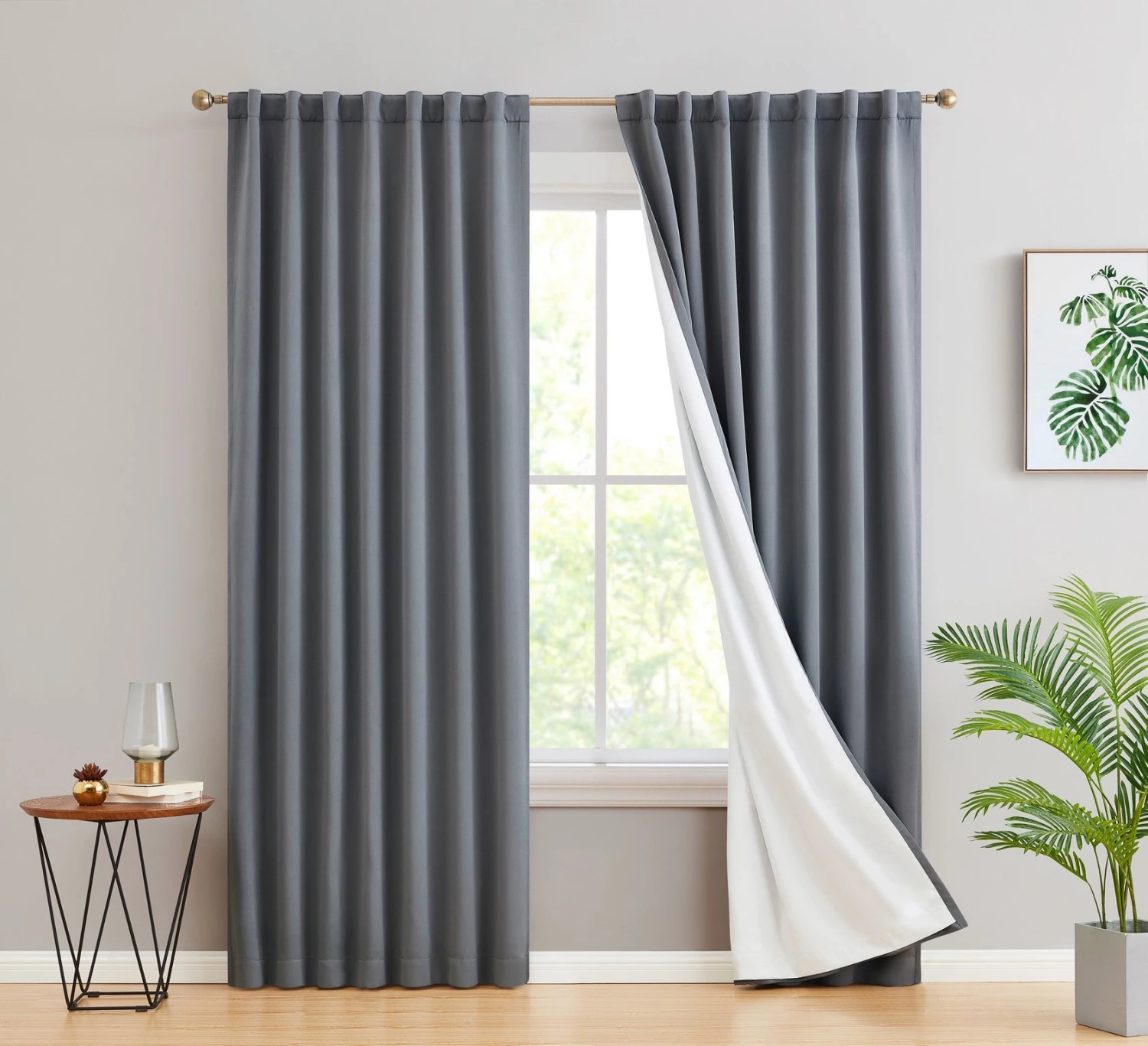 HLC.ME Hamilton 100% Blackout Curtain Panels - Grey - Set Of 2 Blackout Curtains 3 HLC.ME Hamilton 100% Blackout Curtain Panels - Grey - Set Of 2 Blackout Curtains
