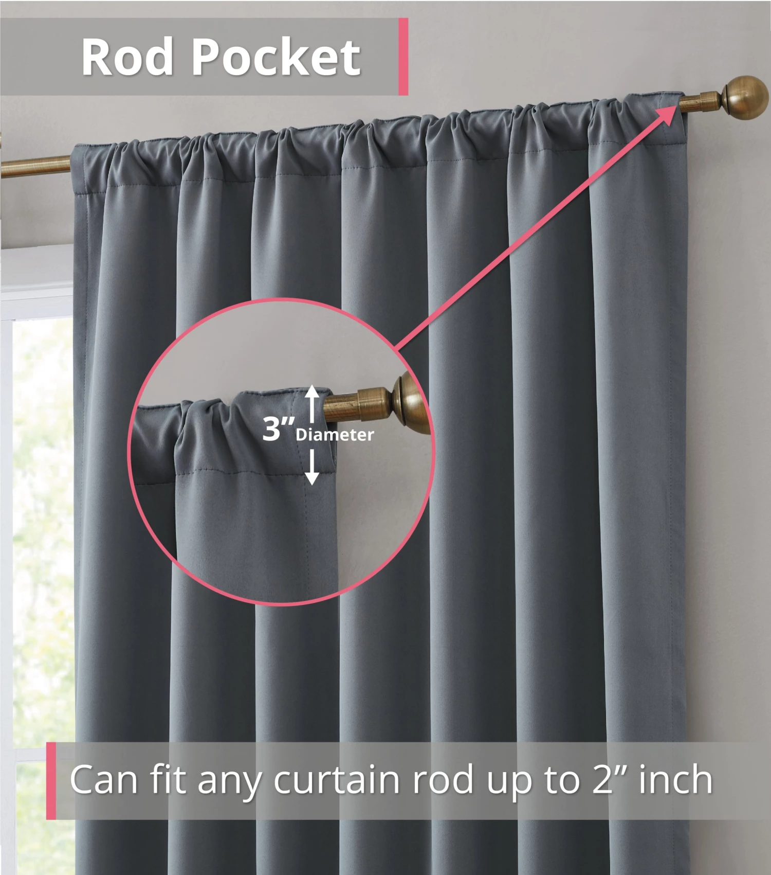 HLC.ME Hamilton 100% Blackout Curtain Panels - Grey - Set Of 2 Blackout Curtains 5 HLC.ME Hamilton 100% Blackout Curtain Panels - Grey - Set Of 2 Blackout Curtains