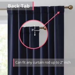 HLC.ME Blackout Curtains Hamilton 100% Blackout Curtain Panels - Navy Blue - Set Of 2
