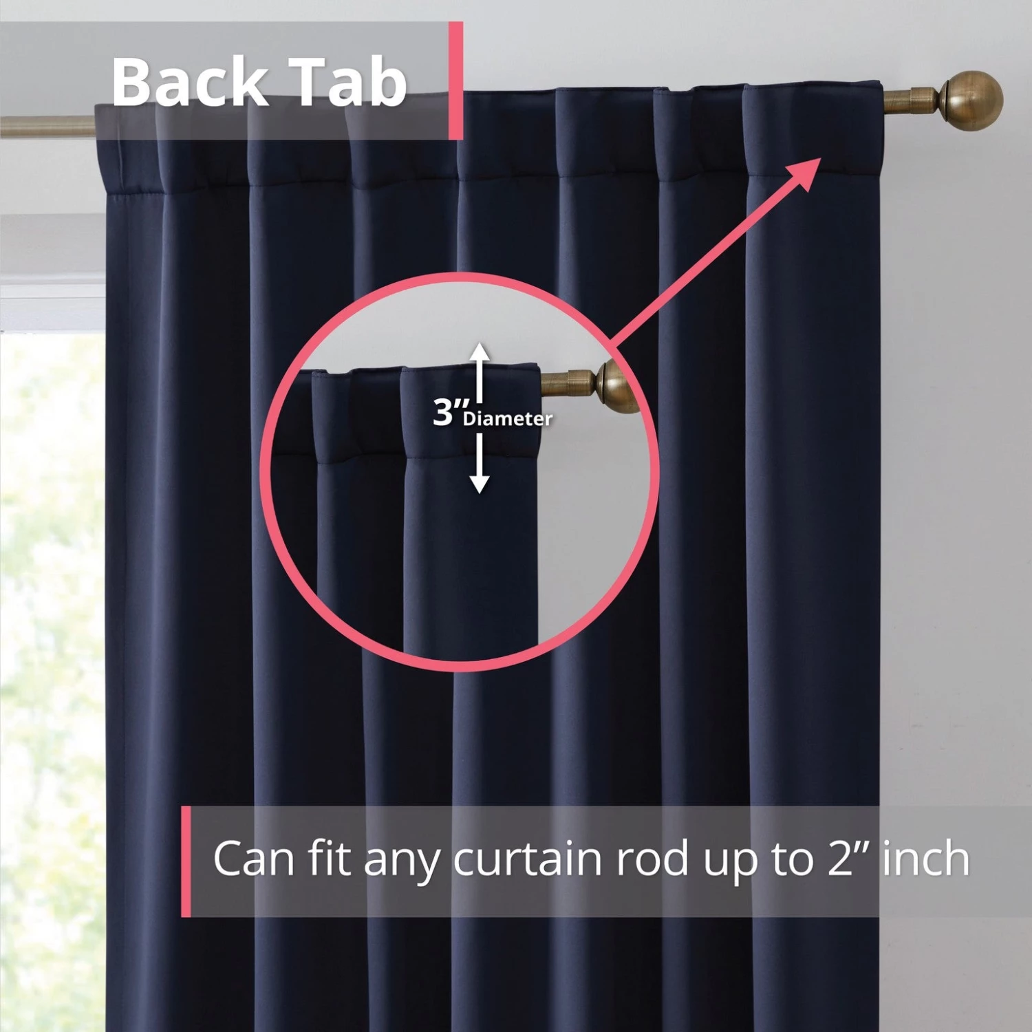 HLC.ME Blackout Curtains Hamilton 100% Blackout Curtain Panels - Navy Blue - Set Of 2 4 HLC.ME Blackout Curtains Hamilton 100% Blackout Curtain Panels - Navy Blue - Set Of 2