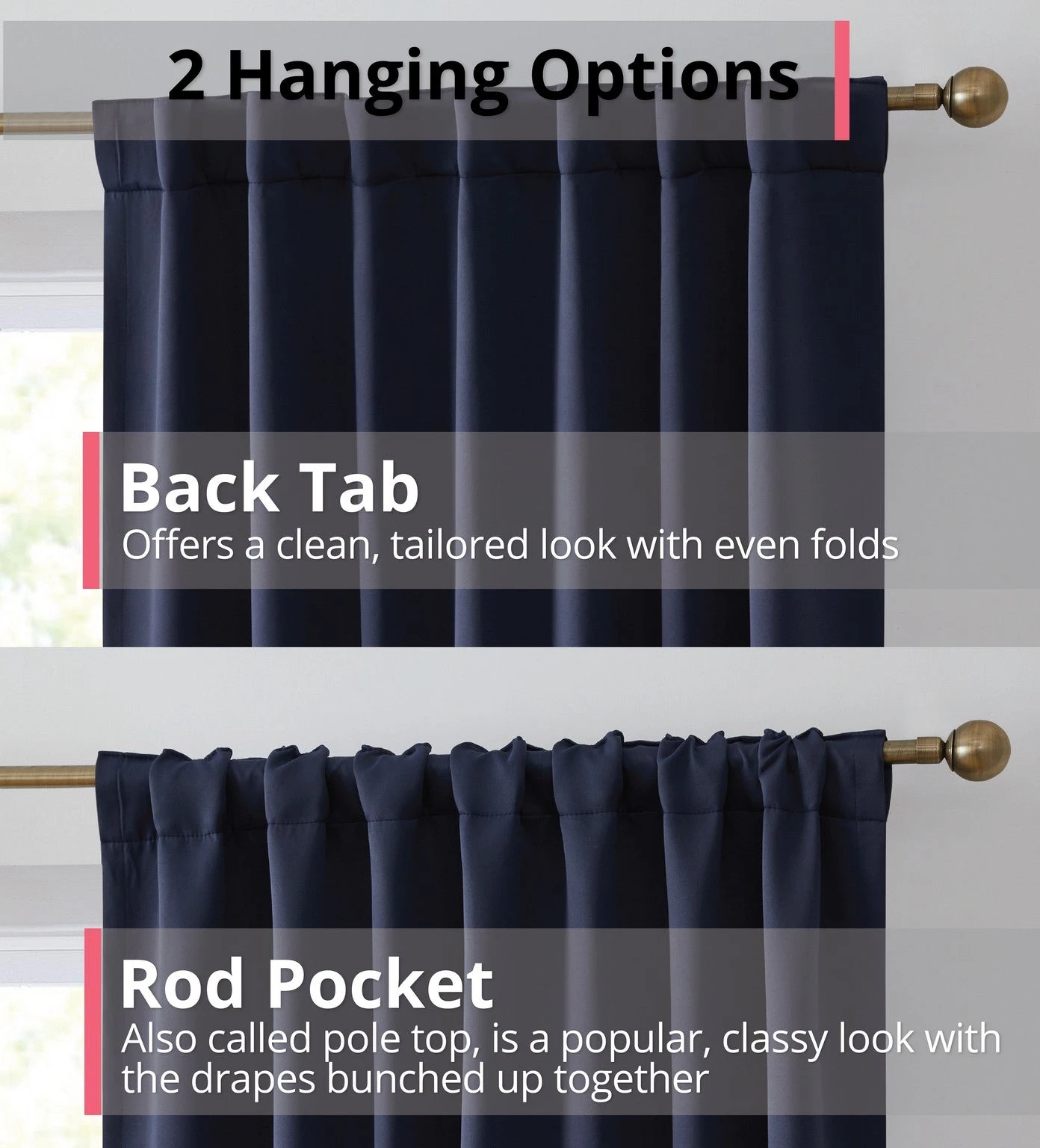 HLC.ME Blackout Curtains Hamilton 100% Blackout Curtain Panels - Navy Blue - Set Of 2 6 HLC.ME Blackout Curtains Hamilton 100% Blackout Curtain Panels - Navy Blue - Set Of 2