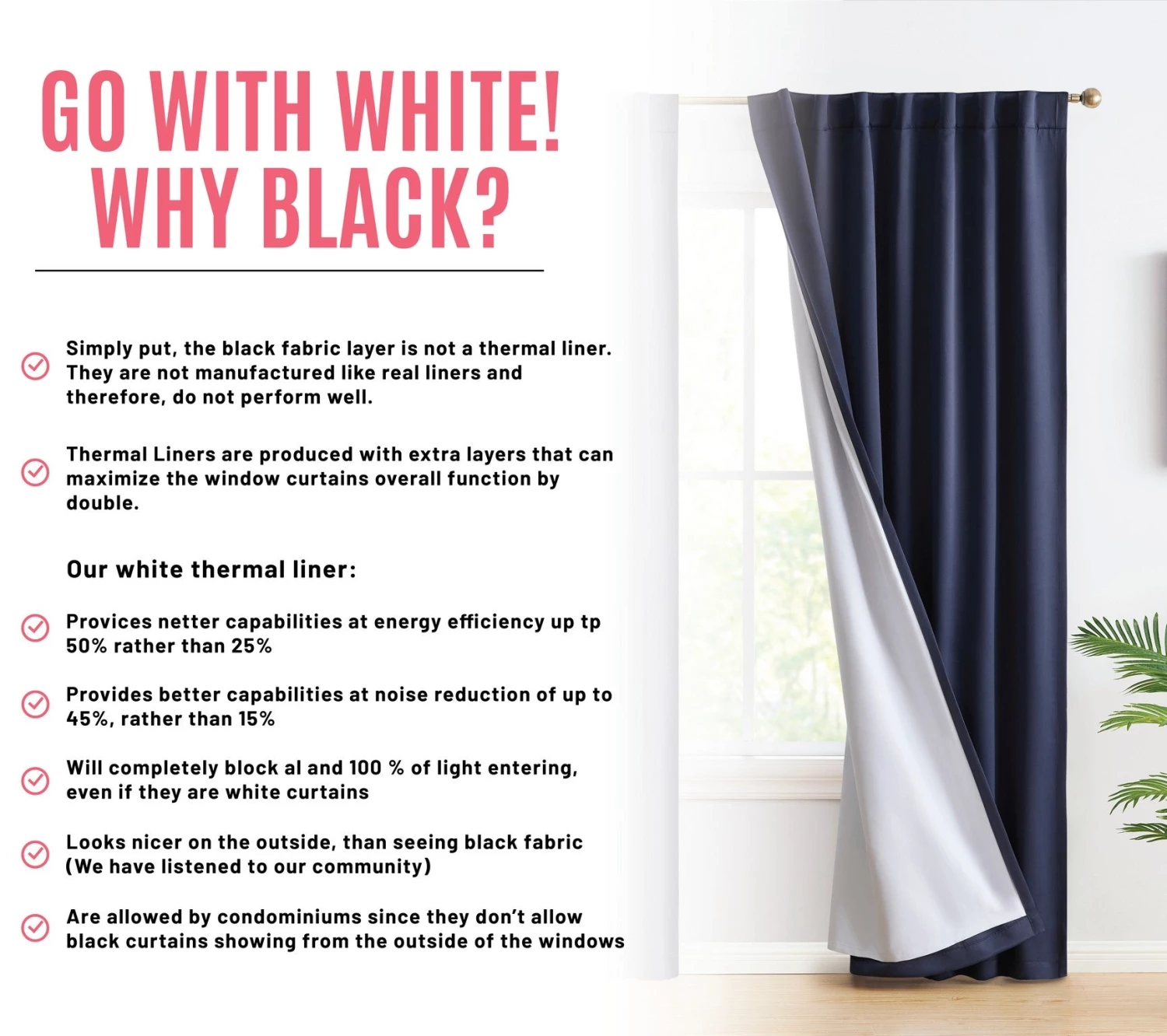 HLC.ME Blackout Curtains Hamilton 100% Blackout Curtain Panels - Navy Blue - Set Of 2 7 HLC.ME Blackout Curtains Hamilton 100% Blackout Curtain Panels - Navy Blue - Set Of 2
