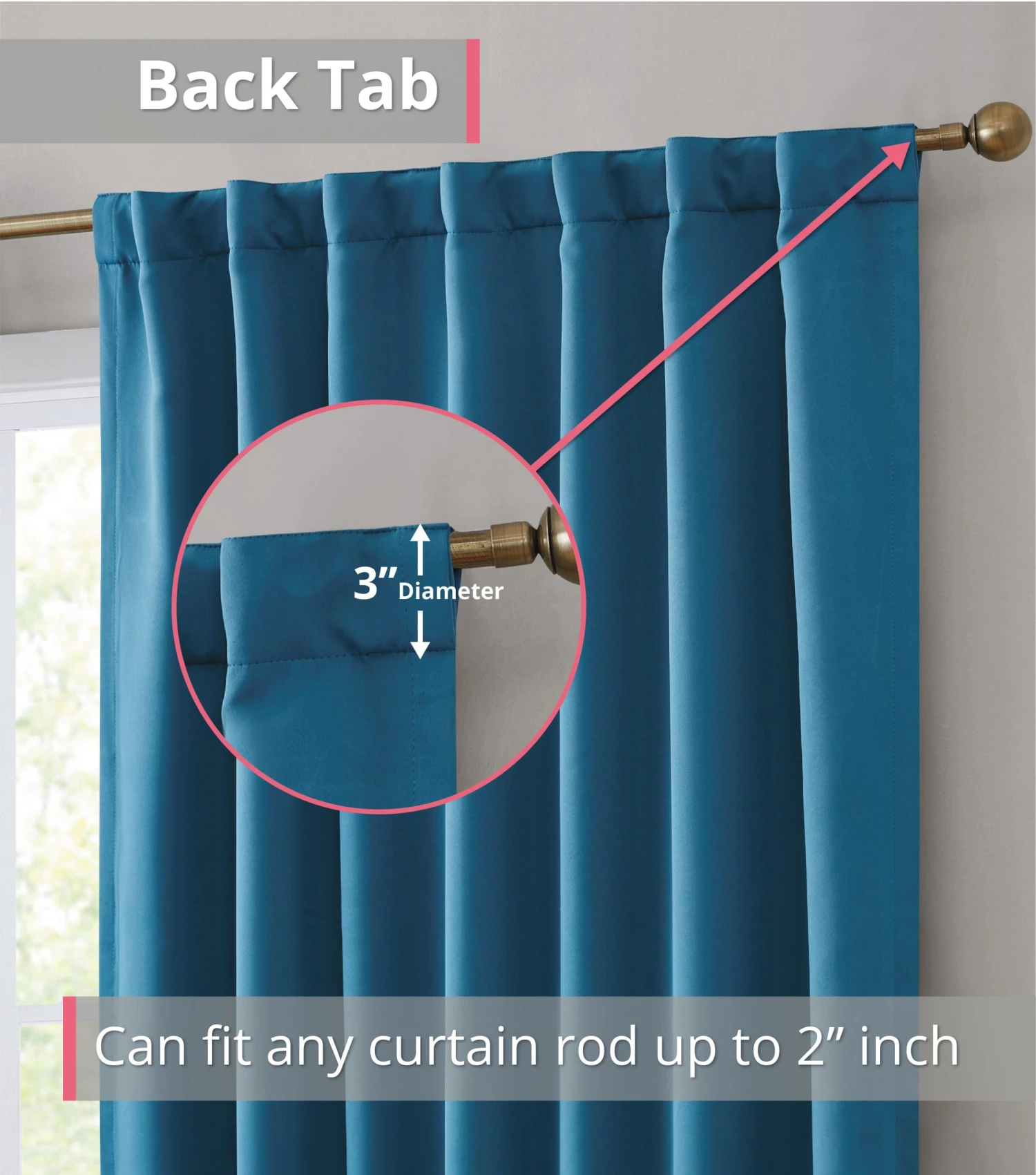 HLC.ME Hamilton 100% Blackout Curtain Panels - Teal Blue - Set Of 2