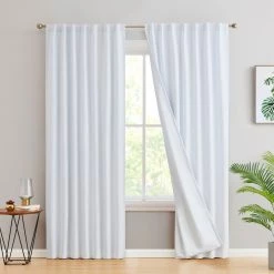 HLC.ME Blackout Curtains Hamilton 100% Blackout Curtain Panels - White - Set Of 2