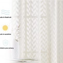 HLC.ME Herringbone Lace Sheer Rod Pocket Cafe Valance - Beige Faux Linen Curtains