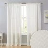 HLC.ME Herringbone Lace Sheer Rod Pocket Curtain Panels - Beige - Set Of 2