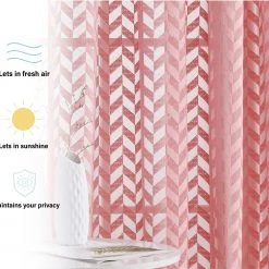 HLC.ME Herringbone Lace Sheer Rod Pocket Cafe Valance - Pink