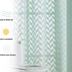 HLC.ME Faux Linen Curtains Herringbone Lace Sheer Rod Pocket Cafe Valance - Green 12 HLC.ME Faux Linen Curtains Herringbone Lace Sheer Rod Pocket Cafe Valance - Green