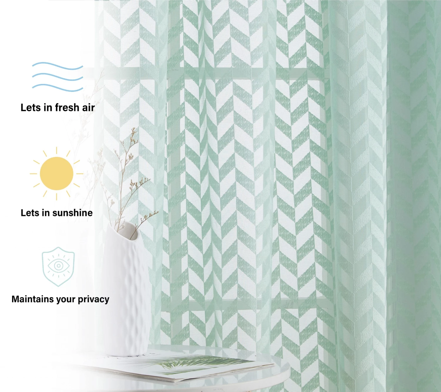 HLC.ME Faux Linen Curtains Herringbone Lace Sheer Rod Pocket Cafe Valance - Green 6 HLC.ME Faux Linen Curtains Herringbone Lace Sheer Rod Pocket Cafe Valance - Green