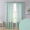 HLC.ME Sheer Curtains Herringbone Lace Sheer Rod Pocket Curtain Panels - Seafoam Green - Set Of 2