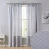 HLC.ME Herringbone Lace Sheer Rod Pocket Curtain Panels - Silver Grey - Set Of 2