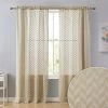 HLC.ME Herringbone Lace Sheer Rod Pocket Curtain Panels - Taupe - Set Of 2 Sheer Curtains