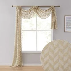 HLC.ME Herringbone Lace Sheer Scarf - Taupe Sheer Curtains