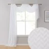HLC.ME Sheer Curtains Herringbone Lace Sheer Scarf - White