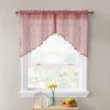 HLC.ME Herringbone Lace Sheer Rod Pocket Curtain Swags - Blush Pink - Set Of 2 Faux Linen Curtains