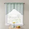 HLC.ME Herringbone Lace Sheer Rod Pocket Curtain Swags - Seafoam Green - Set Of 2 Faux Linen Curtains