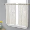 HLC.ME Herringbone Lace Sheer Rod Pocket Cafe Tiers - Beige - Set Of 2