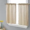 HLC.ME Herringbone Lace Sheer Rod Pocket Cafe Tiers - Taupe - Set Of 2