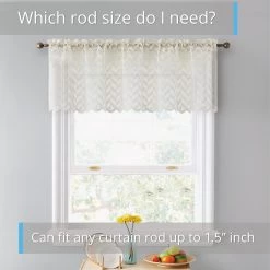 HLC.ME Herringbone Lace Sheer Rod Pocket Cafe Valance - Beige Faux Linen Curtains