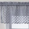 HLC.ME Herringbone Lace Sheer Rod Pocket Cafe Valance - Silver Grey Faux Linen Curtains