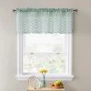 HLC.ME Faux Linen Curtains Herringbone Lace Sheer Rod Pocket Cafe Valance - Green