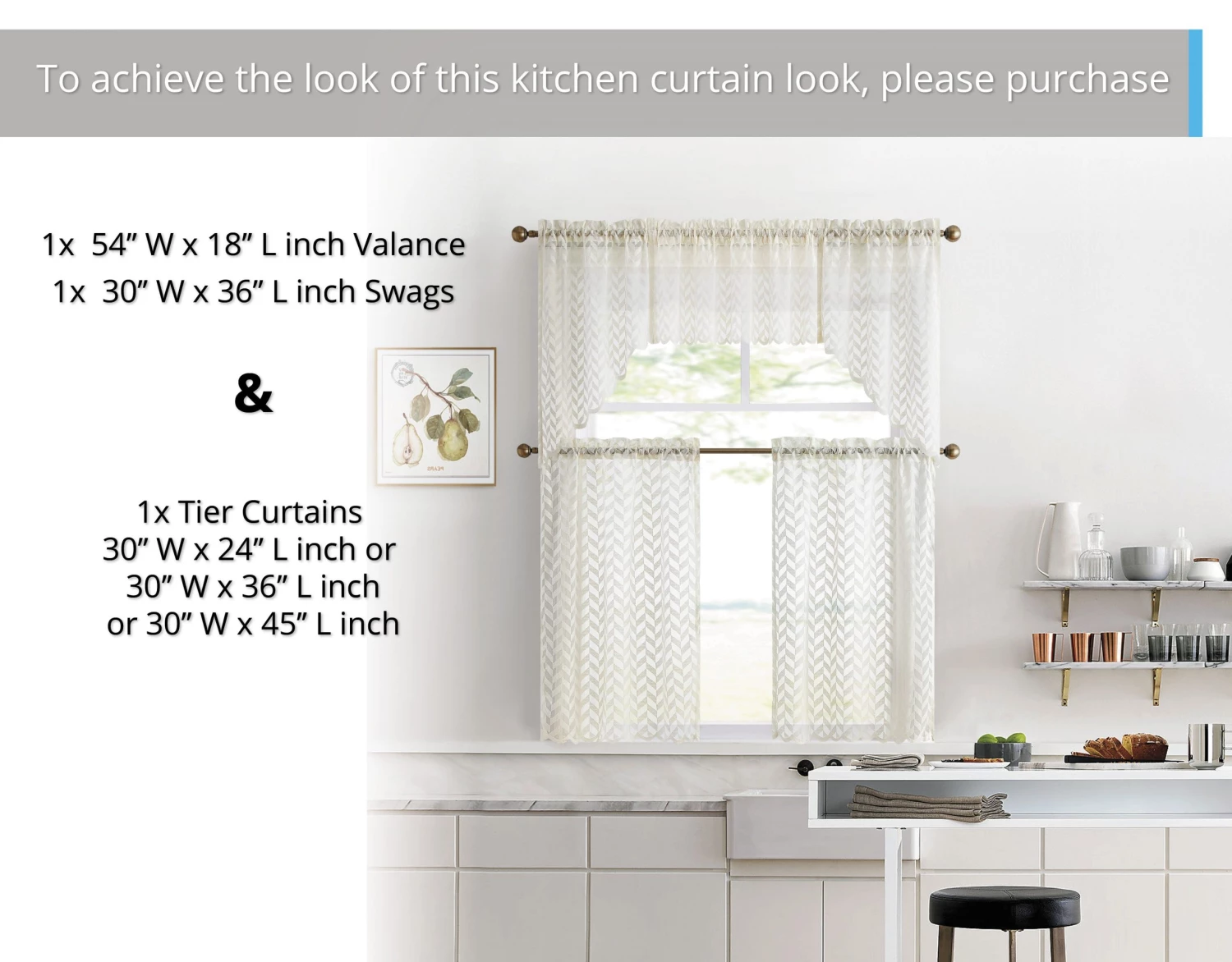 HLC.ME Faux Linen Curtains Herringbone Lace Sheer Rod Pocket Curtain Swags - Beige - Set Of 2 6 HLC.ME Faux Linen Curtains Herringbone Lace Sheer Rod Pocket Curtain Swags - Beige - Set Of 2