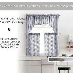 HLC.ME Faux Linen Curtains Herringbone Lace Sheer Rod Pocket Curtain Swags - Silver Grey - Set Of 2 10 HLC.ME Faux Linen Curtains Herringbone Lace Sheer Rod Pocket Curtain Swags - Silver Grey - Set Of 2