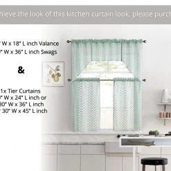 HLC.ME Herringbone Lace Sheer Rod Pocket Curtain Swags - Seafoam Green - Set Of 2 Faux Linen Curtains 11 HLC.ME Herringbone Lace Sheer Rod Pocket Curtain Swags - Seafoam Green - Set Of 2 Faux Linen Curtains