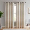 HLC.ME Hilltop Buffalo Check Textured Grommet Curtain Panels - Beige - Set Of 2 Faux Linen Curtains