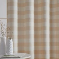 HLC.ME Hilltop Buffalo Check Textured Grommet Curtain Panels - Beige - Set Of 2 Faux Linen Curtains 10 HLC.ME Hilltop Buffalo Check Textured Grommet Curtain Panels - Beige - Set Of 2 Faux Linen Curtains