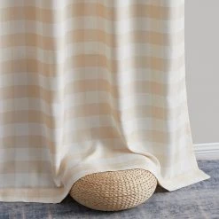HLC.ME Hilltop Buffalo Check Textured Grommet Curtain Panels - Beige - Set Of 2 Faux Linen Curtains 12 HLC.ME Hilltop Buffalo Check Textured Grommet Curtain Panels - Beige - Set Of 2 Faux Linen Curtains