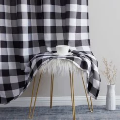 HLC.ME Hilltop Buffalo Check Textured Grommet Curtain Panels - Black - Set Of 2 12 HLC.ME Hilltop Buffalo Check Textured Grommet Curtain Panels - Black - Set Of 2
