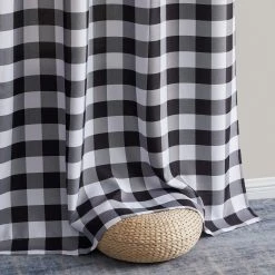 HLC.ME Hilltop Buffalo Check Textured Grommet Curtain Panels - Black - Set Of 2 11 HLC.ME Hilltop Buffalo Check Textured Grommet Curtain Panels - Black - Set Of 2