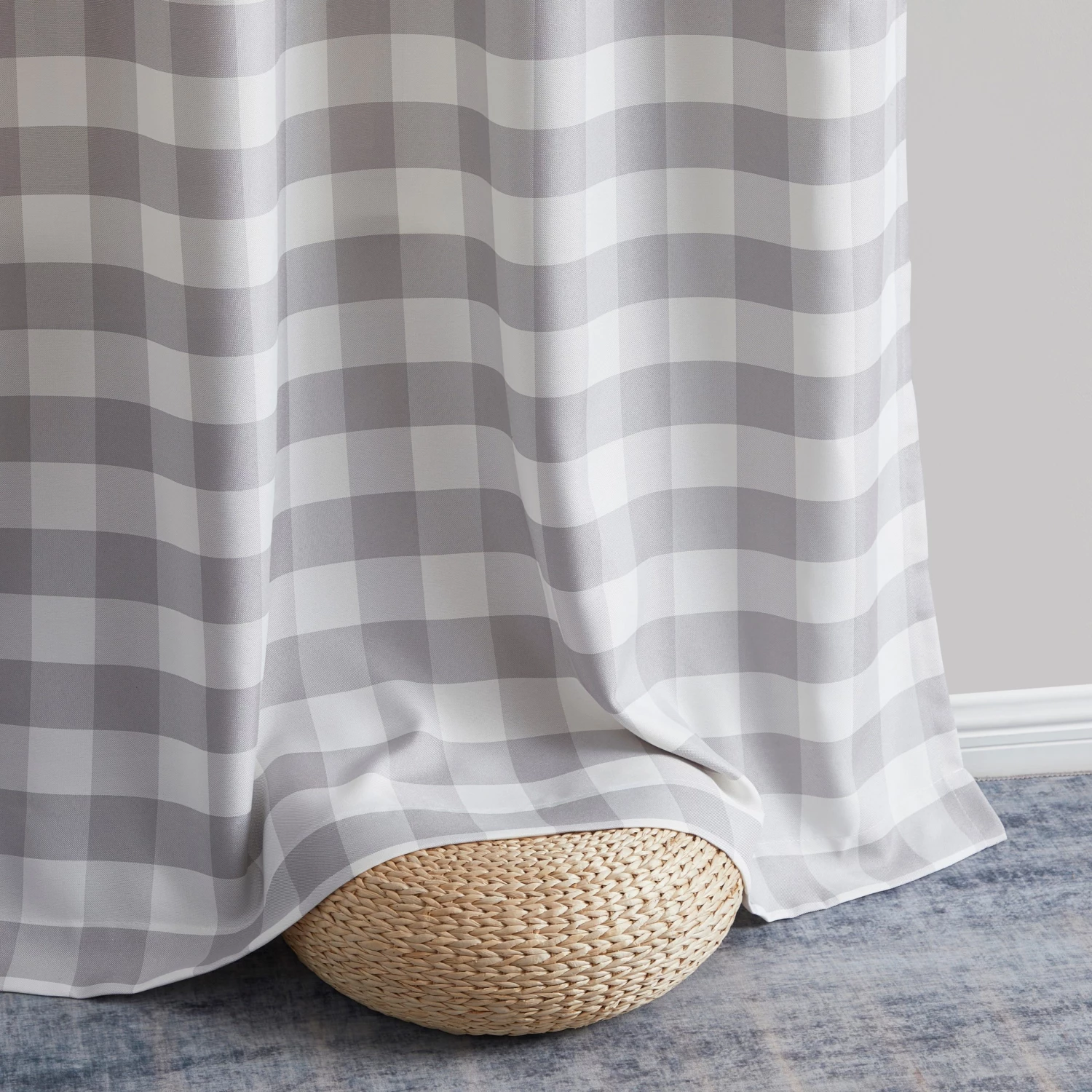 HLC.ME Hilltop Buffalo Check Textured Grommet Curtain Panels - Dove Grey - Set Of 2 Faux Linen Curtains 7 HLC.ME Hilltop Buffalo Check Textured Grommet Curtain Panels - Dove Grey - Set Of 2 Faux Linen Curtains