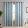 HLC.ME Hilltop Buffalo Check Textured Grommet Curtain Panels - Farmhouse Blue - Set Of 2