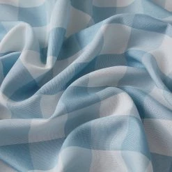 HLC.ME Hilltop Buffalo Check Textured Grommet Curtain Panels - Farmhouse Blue - Set Of 2