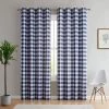 HLC.ME Faux Linen Curtains Hilltop Buffalo Check Grommet Curtain Panels (CHILD) - Set Of 2