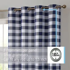 HLC.ME Faux Linen Curtains Hilltop Buffalo Check Grommet Curtain Panels (CHILD) - Set Of 2