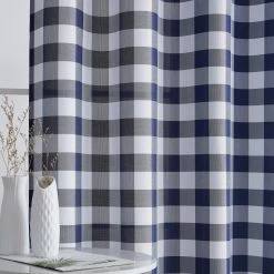 HLC.ME Faux Linen Curtains Hilltop Buffalo Check Grommet Curtain Panels (CHILD) - Set Of 2