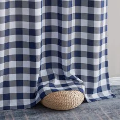 HLC.ME Faux Linen Curtains Hilltop Buffalo Check Grommet Curtain Panels (CHILD) - Set Of 2