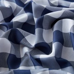 HLC.ME Hilltop Buffalo Textured Back Tab Curtain Valance - Navy Blue Faux Linen Curtains