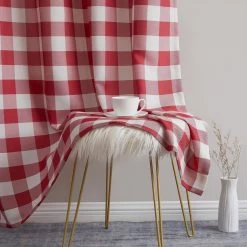 HLC.ME Hilltop Buffalo Check Grommet Curtain Panels - Red - Set Of 2 Faux Linen Curtains 11 HLC.ME Hilltop Buffalo Check Grommet Curtain Panels - Red - Set Of 2 Faux Linen Curtains