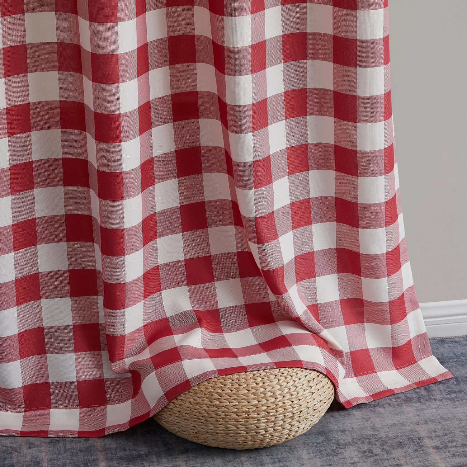 HLC.ME Hilltop Buffalo Check Grommet Curtain Panels - Red - Set Of 2 Faux Linen Curtains 7 HLC.ME Hilltop Buffalo Check Grommet Curtain Panels - Red - Set Of 2 Faux Linen Curtains