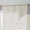 HLC.ME Sheer Curtains Isabella Floral Sheer Rod Pocket Curtain Panels - Ivory - Set Of 2