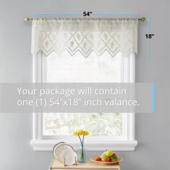 HLC.ME Isabella Floral Sheer Rod Pocket Valance - Ivory