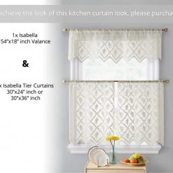 HLC.ME Isabella Floral Sheer Rod Pocket Cafe Tier Panels - Ivory - Set Of 2 Faux Linen Curtains 9 HLC.ME Isabella Floral Sheer Rod Pocket Cafe Tier Panels - Ivory - Set Of 2 Faux Linen Curtains