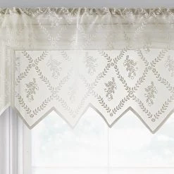 HLC.ME Isabella Floral Sheer Rod Pocket Valance - Ivory