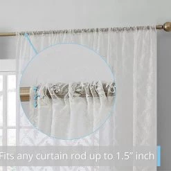 HLC.ME Sheer Curtains Isabella Floral Sheer Rod Pocket Curtain Panels - White - Set Of 2